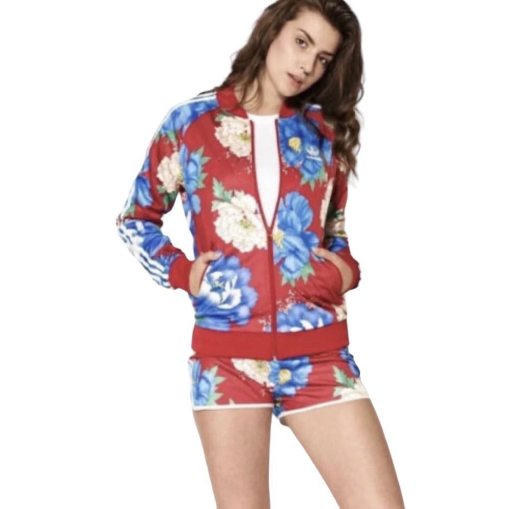 NWT ADIDAS FARM RIO XS CHITA RED FLORAL TRACK JACKET